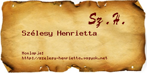 Szélesy Henrietta névjegykártya